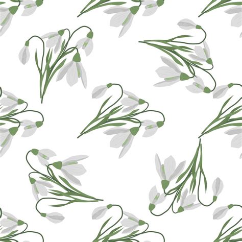 Seamless Pattern With Spring Flowers And Snowdrops Vector Art