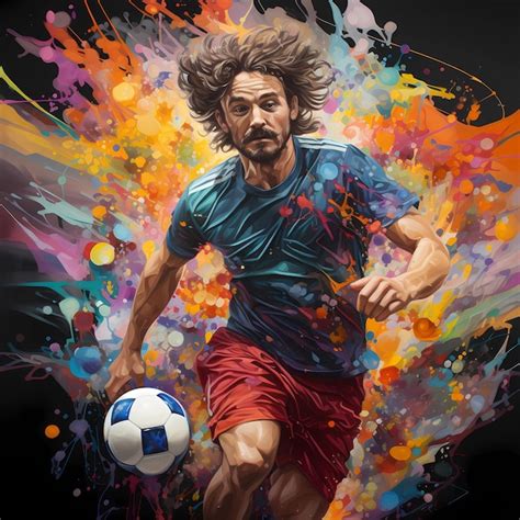 Premium Ai Image Illustration Of A Colorful Rainbow Football Player