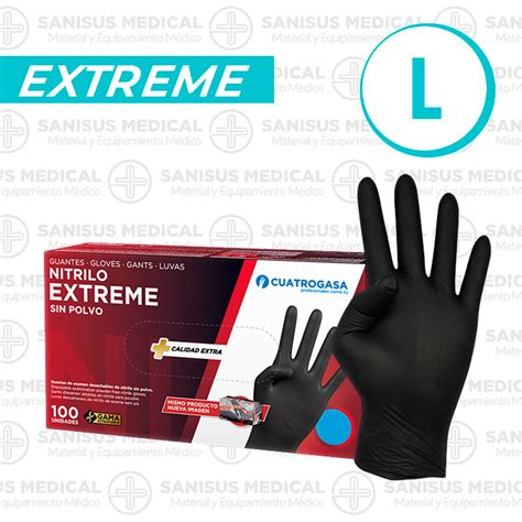 Guantes De Nitrilo Grueso Negro Talla L Caja Uds Sanisus Medical