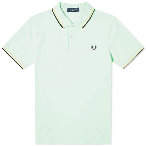 Fred Perry Slim Fit Twin Tipped Polo Misty Jade Daffodil And Navy End Us