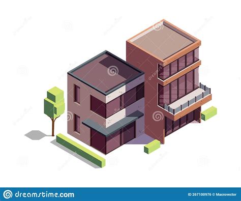 Isometric Suburban Building Stock Vector Illustration Of Living