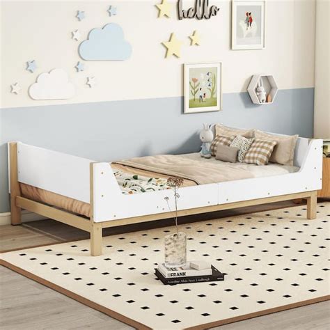 Harper Bright Designs White Wood Frame Twin Size Platform Bed With