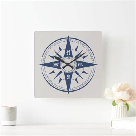 Nautical Compass Wall Clock Zazzle