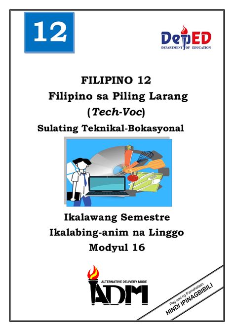 Filipino 12 Mod16 Filipino Sa Piling Larang Tech Voc FILIPINO 12