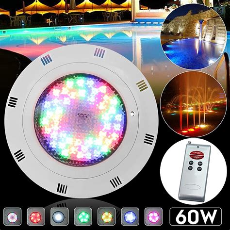 New 12V 60W IP68 7 Color RGB Swimming Pool Underrwater LED Light 60pcs