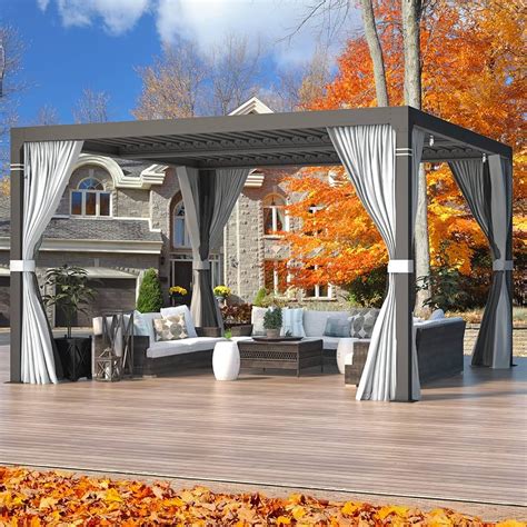 Erommy X Patio Hardtop Gazebo Outdoor Louvered Pergola With