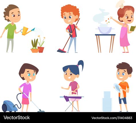 Kids housework children helping to their parents Vector Image