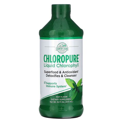 Country Farms Chloropure Liquid Chlorophyll Mint 16 Fl Oz 473 Ml