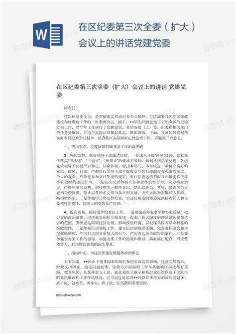 在区纪委第三次全委（扩大）会议上的讲话党建党委word模板免费下载 编号z2maj9mop 图精灵