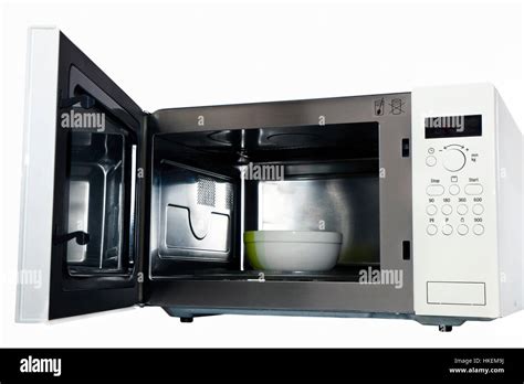 Microwave Oven With An Open Door Stock Photo Alamy