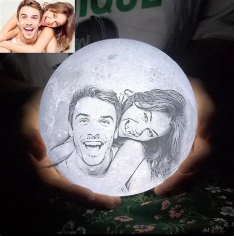 Personalized 3D Printed Lunar Moon Lamp with LED Touch | Aurum3D