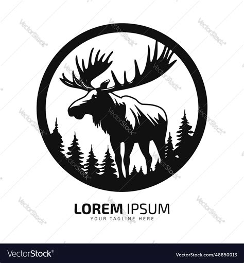 Moose Logo Fur Icon Deer Silhouette Isolated Vector Image