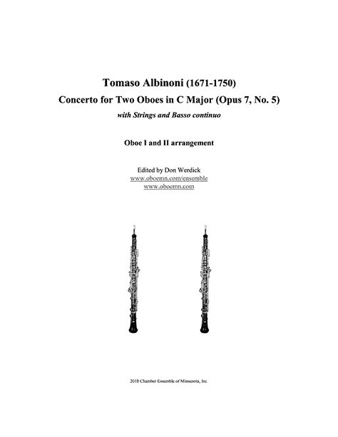 Concerto For 2 Oboes In C Major Op 7 No 5 Albinoni Tomaso IMSLP