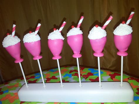 50s Themed Cake Pops Poodle Skirts Records Milkshakes Hamburgers Cakepops