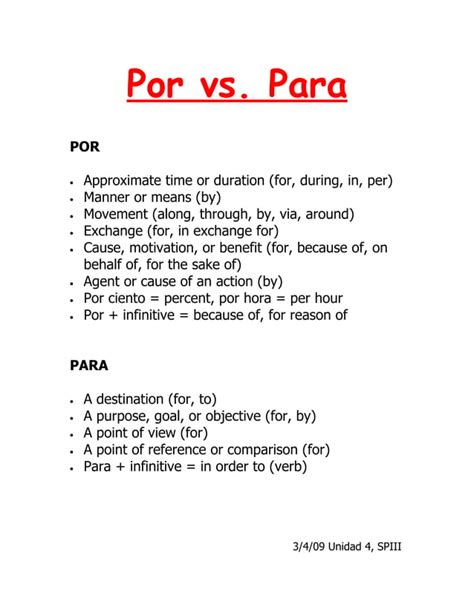 Por vs. Para | PDF