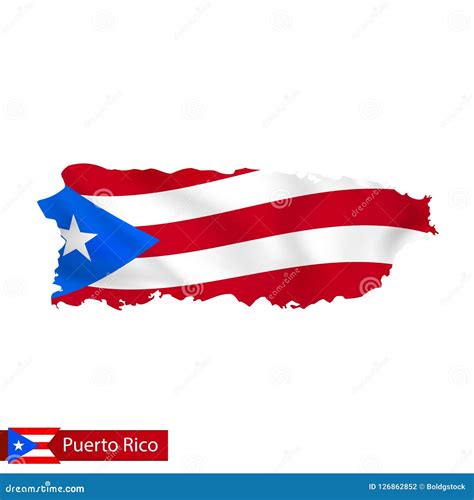 Puerto Rico Map With Waving Flag Of Country Stock Vector