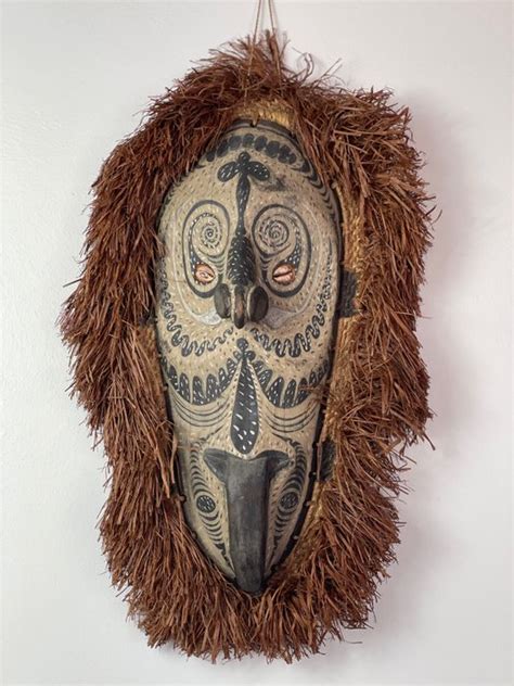 Mask 1 Shells Straw Wood Papua New Guinea Catawiki