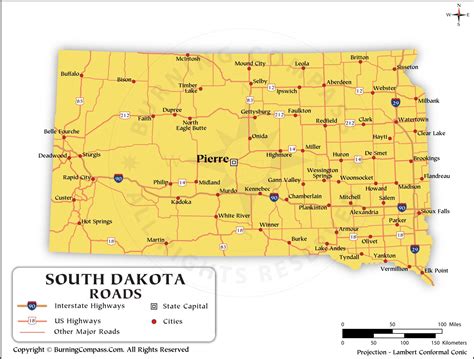 South Dakota Road Map Hd