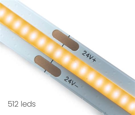 COB LED Strip 5m 512 LEDs P M 24V 3000K Warm Wit Losse Strip IP20