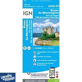 I G N Carte au 1 25 000ème TOP 25 2434 OT Riom ès Montagnes