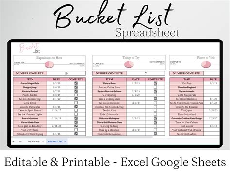 Plantilla De Lista De Deseos Hoja De C Lculo De Excel Diario De Lista