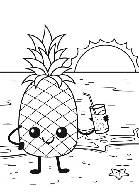 Coloriage Ananas A Imprimer Coloriage Kawaii Nourriture 15 Dessins