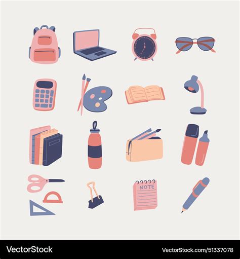 School and office supplies clipart collection Vector Image