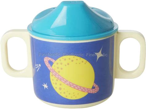 Rice Melamine Sippy Cup 2 Handles And Lid Galaxy Blue