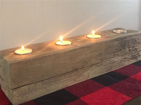 Rustic Reclaimed Wood Tealight Candle Holder Gift For Host Hostess