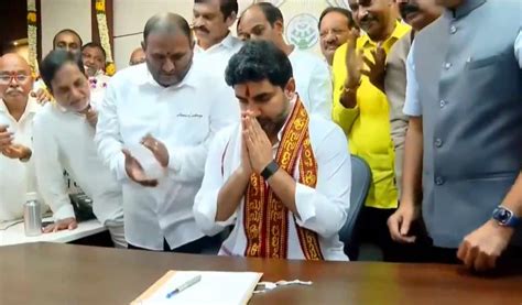 Andhra Nara Lokesh Takes Office As Minister In Naidus Government