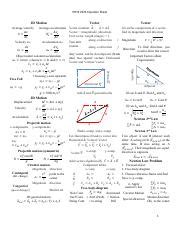 PHYS 211 Equation Sheet Exam 1 Pdf Physics 211 Exam 1 Equation Sheet