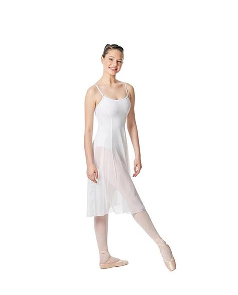 Lulli Womens Camisole Long Mesh Ballet Dress Leotard Claire