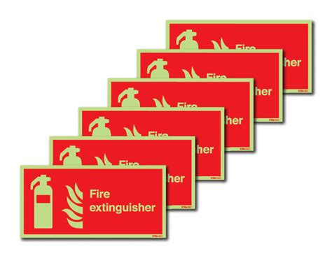 6 Pack Xtra Glo Fire Extinguisher Signs Seton