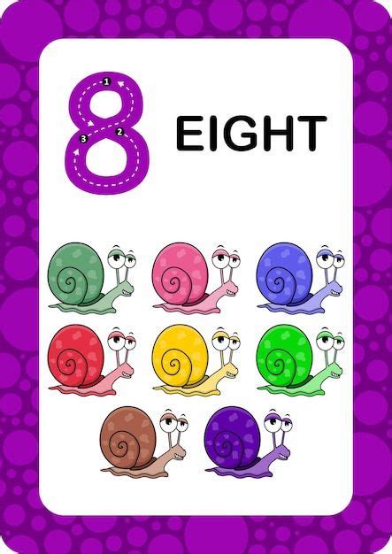 The Numbers Eight And Eight With Snails On Purple Background Stock