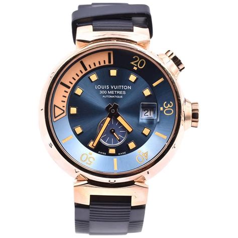 Louis Vuitton 18 Karat Rose Gold Tambour Diver Watch Ref Q103e At