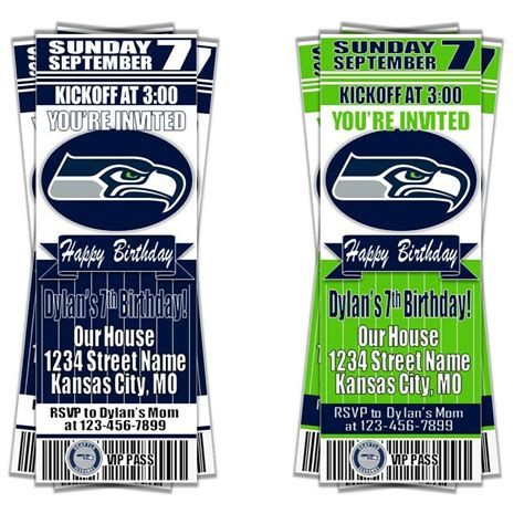 Seattle Seahawks Nfl Football Ticket Style Invitation