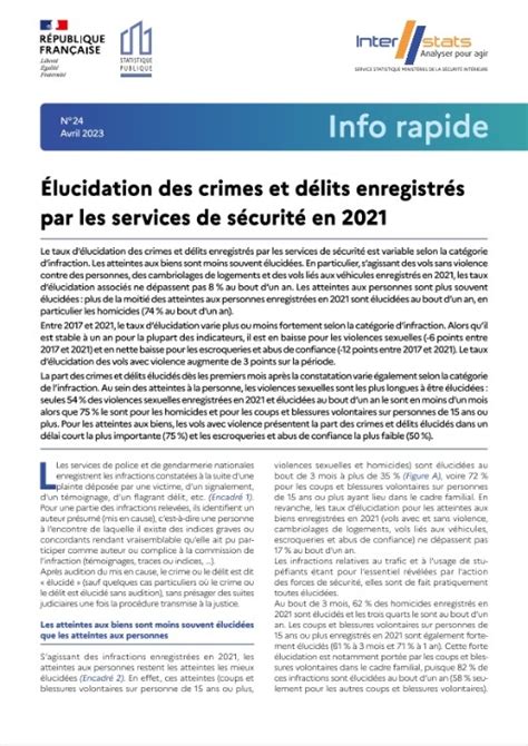 Élucidation des crimes et délits enregistrés par les services de