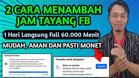 2 Cara Menambah Jam Tayang Facebook Pro Halaman Monetisasi Iklan