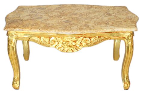 Casa Padrino Barock Couchtisch Gold mit Marmorplatte in Creme Möbel