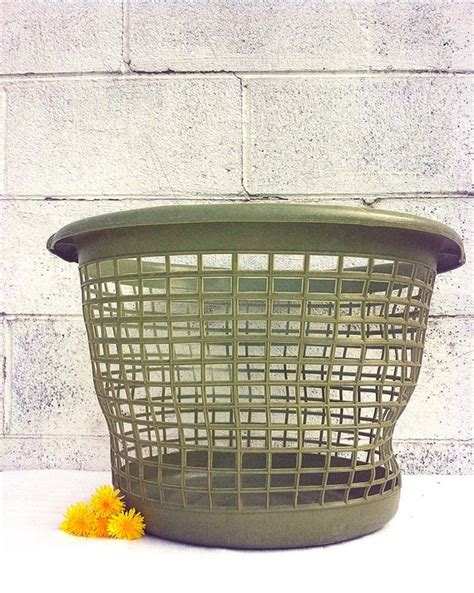 Laundry Basket Large Avocado Green Plastic Basket Retro