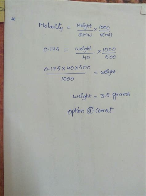 Question Answer How Many Grams Of Naoh Mw Are There In