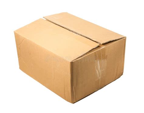 Half Closed Brown Cardboard Box For Packing Isolated On A White Stock