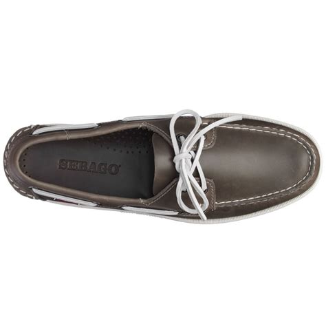 Docksides Portland Sebago Grau Weiss Bootsschuhe Herren Fettleder