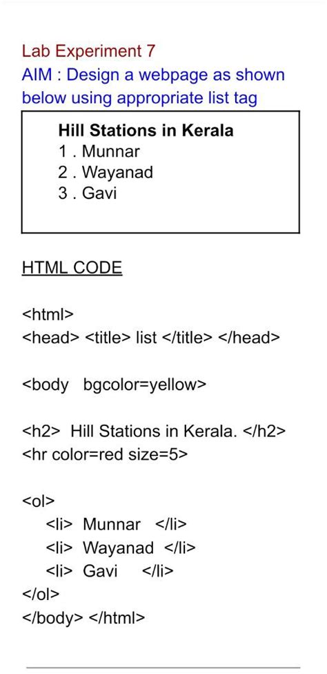 Html Experiments Computer Application Assignment Teachmint