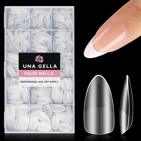 Shnwu Almond Nail Tips 504pcs Almond Gel X Nail Tips 15 Sizes Full