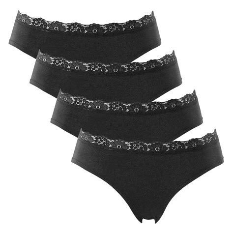 Charmo Womens Cotton Underwear Bikini Hipster Panties Solid Brief Black
