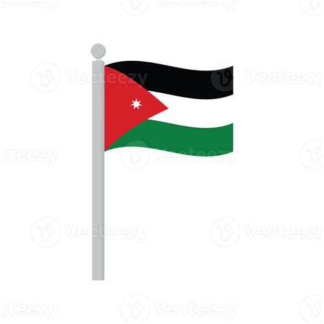 Flag Of Jordan On Flagpole Isolated 34531151 Png