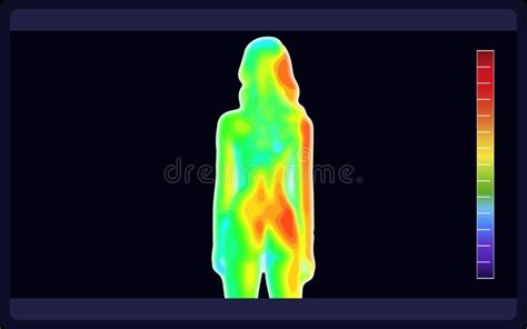 Vector Graphic Of Thermographic Image Of Back View Of A Woman On Black