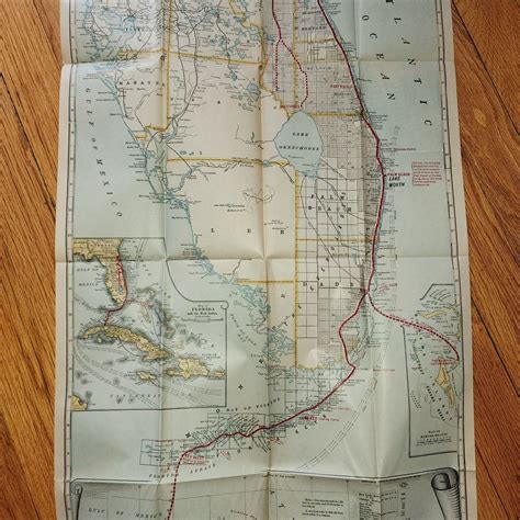 Fold out Map of Florida East Coast Railway Flagler System St. Augustine