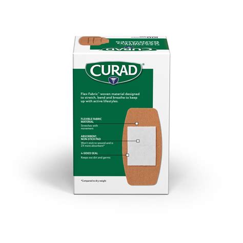 Curad Flex Fabric Bandages Assorted Sizes 100 Count Box